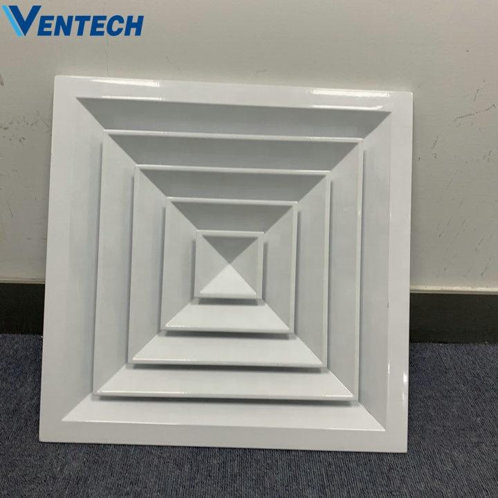 VENTECH Aluminum Hvac Supply Air Duct Square Ceiling Diffuser For Ventilation System